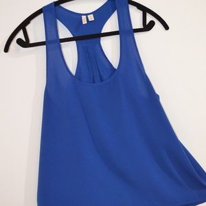 Racer top silk blouse
